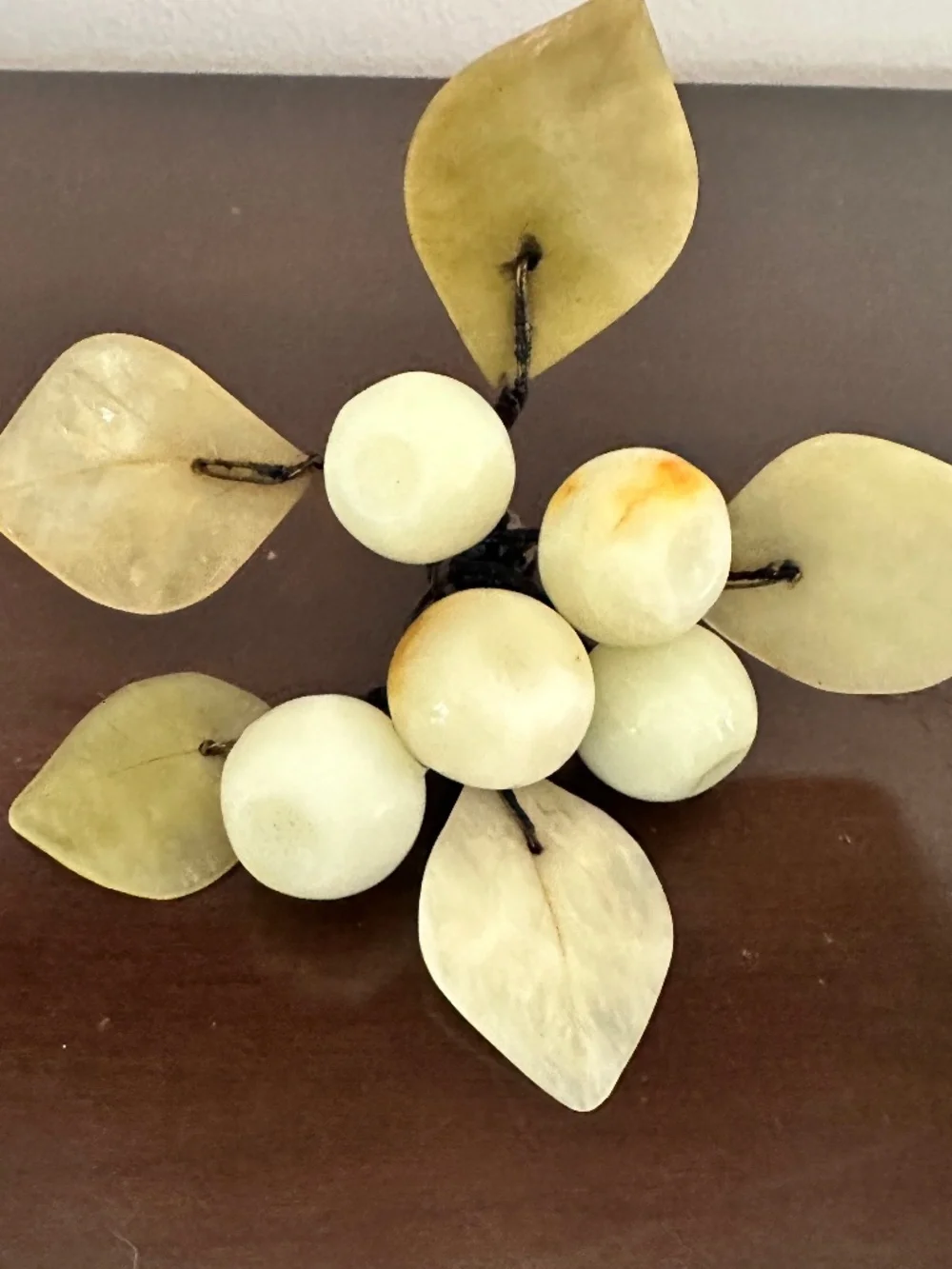 2 BUNCHES Of Vintage Green Onyx & Jade Stone Decorative Fruit